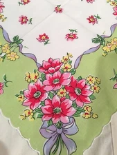 Cheerful New LuRay Floral Handkerchief - Hankie. Apple Green Floral!