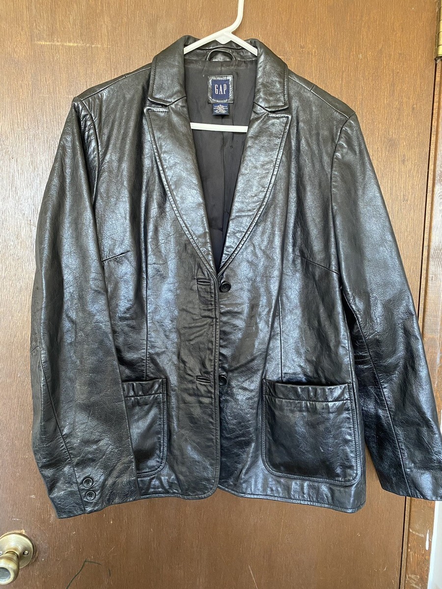 00s GAP leather jacket レザージャケット Vintage Y2K Gap Black Leather Jacket Size XL Men Biker