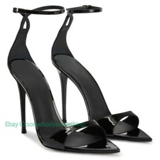 Women Pointed Open Toe Ankle Strap Prom Sandals Stiletto High Heels Pumps Shoes