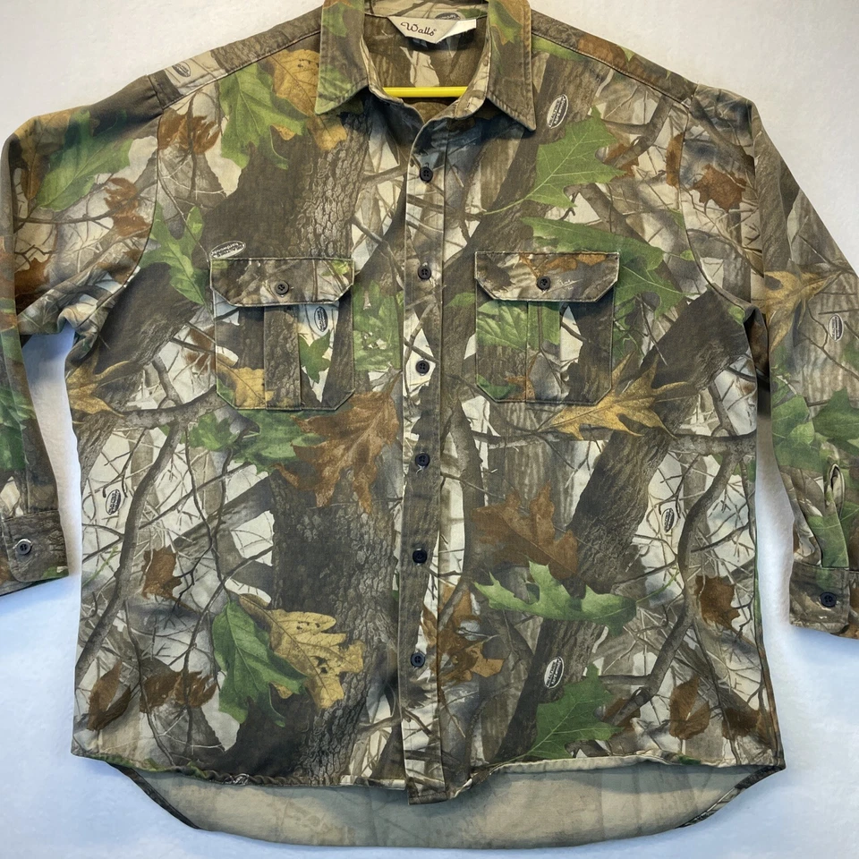Vtg Walls RealTree Long Sleeve Button Up Camo Hunting Shirt Pockets Sz XL Heavy - Image 2 of 4