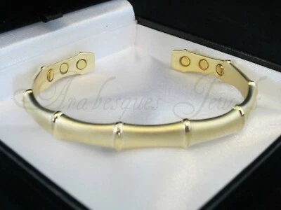 LADIES MAGNETIC BAMBOO COPPER TORQUE BANGLE/BRACELET ARTHRITIS PAIN RELIEF GOLD