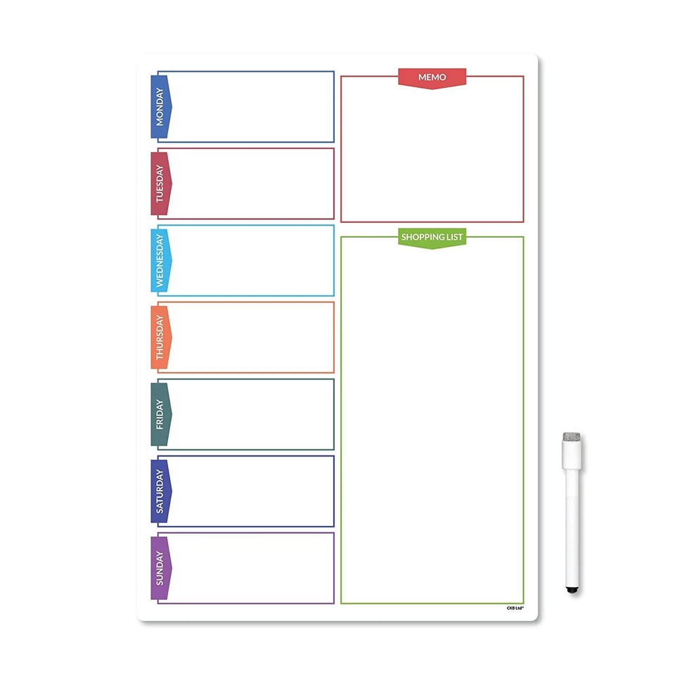 COLOUR SHOPPING Large Fridge Board Magnetic Pen Notice Memo Planner Whiteboard - Image 4 of 4