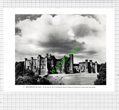 Brancepeth Castle County Durham - 1958 Schnitt / Druck