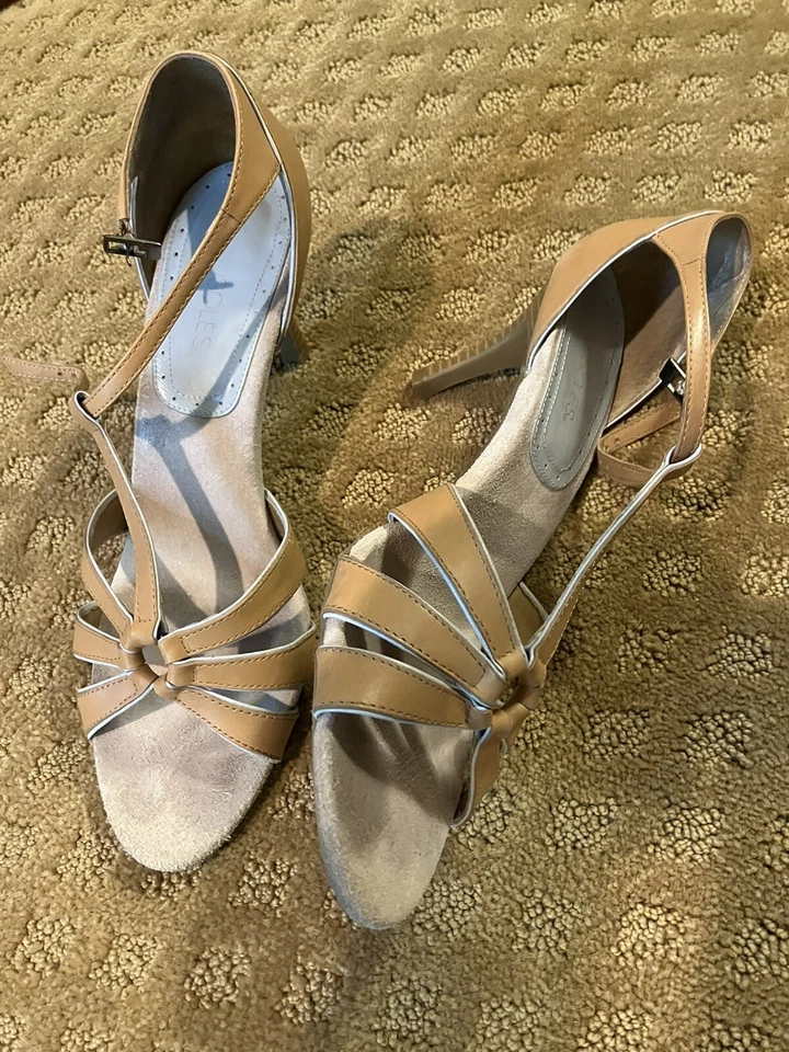 Aerosoles Talla 9.5 M Tostado Gladiador Correa Cuero Mujer Sandalia Salsa Zapatos de Baile Foto 2 de 4