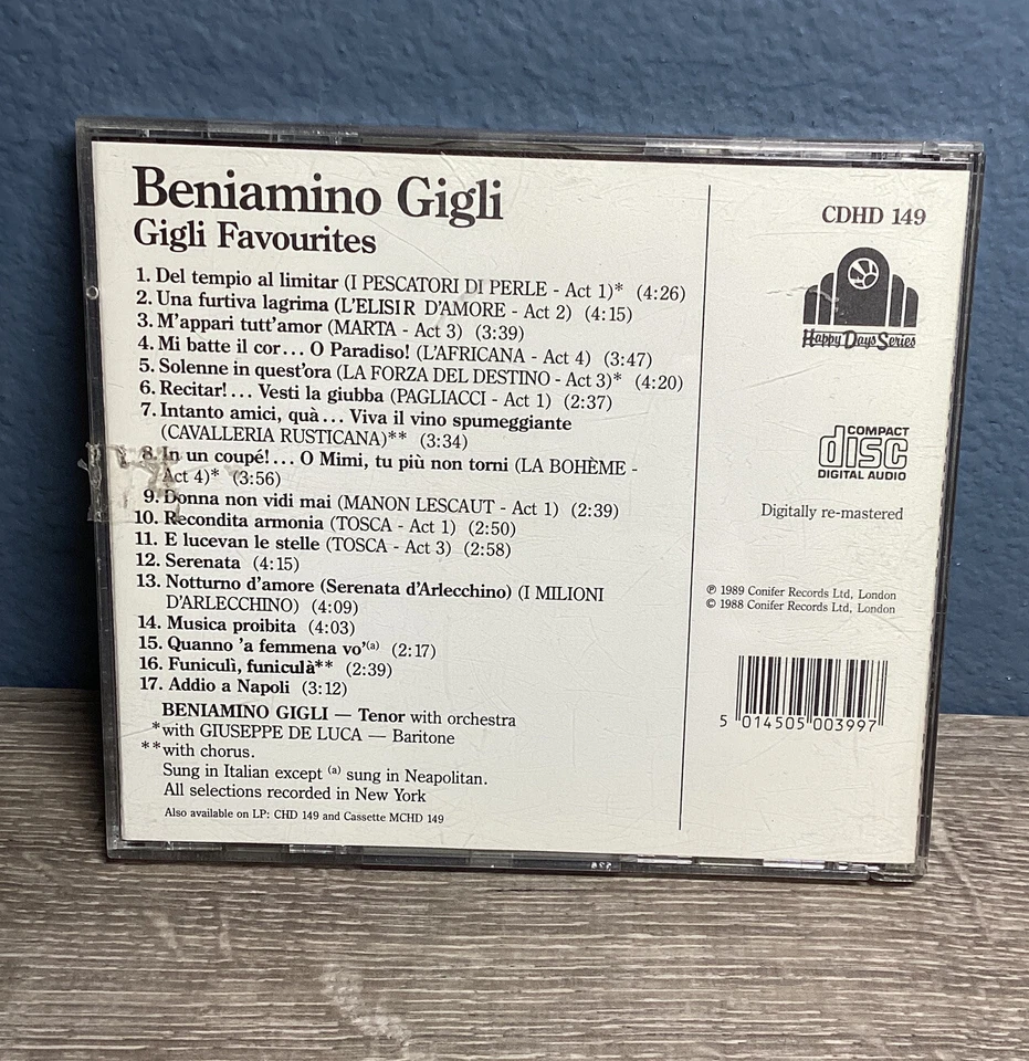 Gigli Favourites (CD, Conifer) Beniamino Gigli - RARE - Image 2 of 3