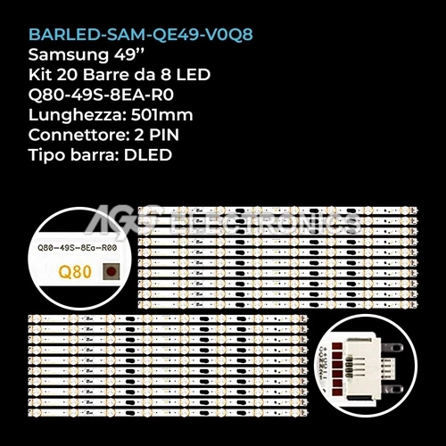 SAMSUNG Q80-49S-8EA-R0 V0Q8-490SM0-R0 BN96-50370A 20 BAR STRIP 8 LED TV KIT