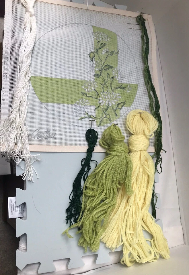 Caro Creations Vintage Hand Painted Needlepoint Canvas Yarn And Instructions - Image 3 of 4