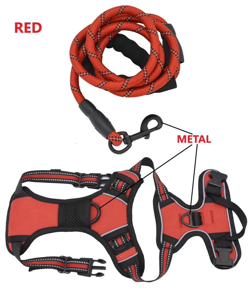 Dog Harness & Training Leash No Pull Control Adjustable Large Handle Heavy Duty