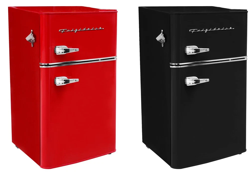 Frigidaire Retro 3.2 Cu ft Two Door Mini Fridge with Freezer, Red