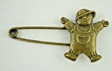Vintage - Little Boy with Cap - Shawl or Diaper Safety Pin 2.25"