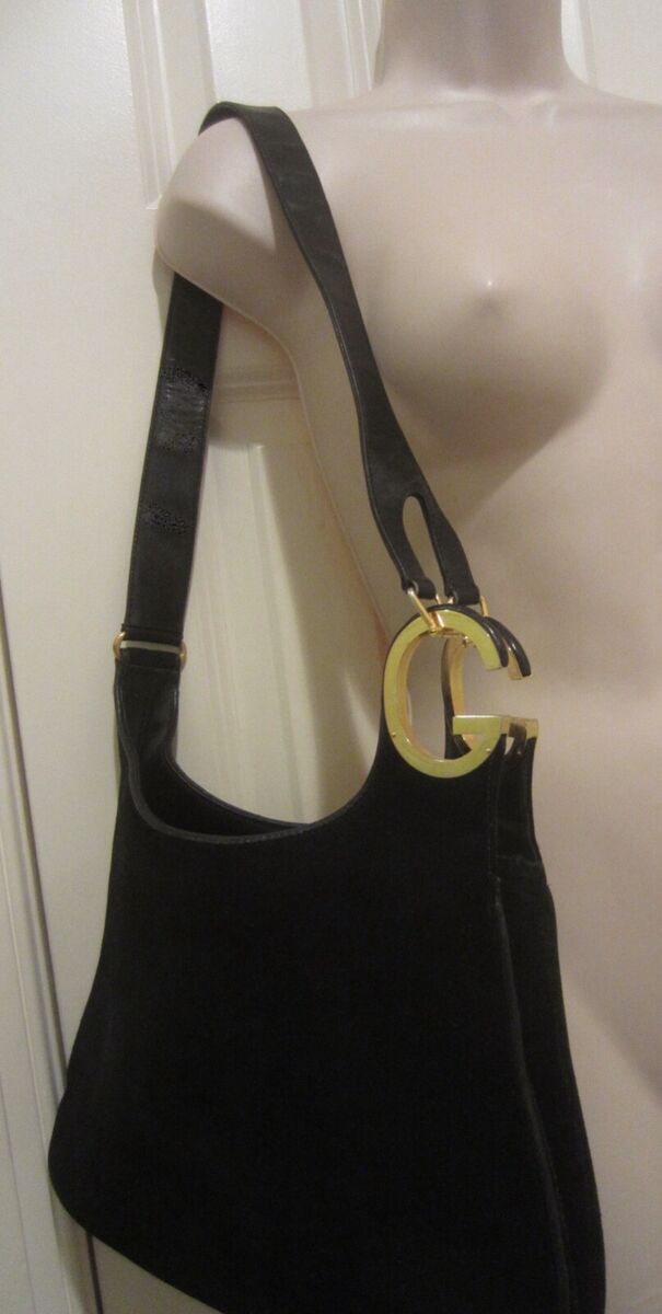 Vintage Gucci -RARE 70's Black Suede Leather Shoulder Vintage Gucci -RARE 70's Black Suede Leather Shoulder