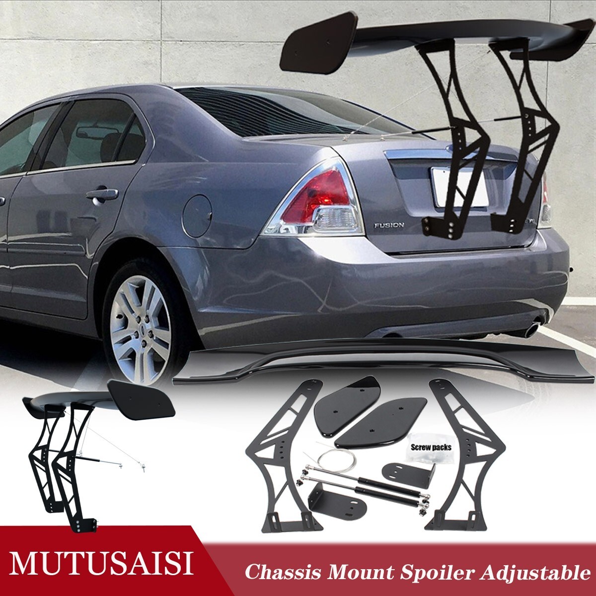 GT Racing Spoiler Trunk Mounted Adjustable Wing Kits Fit For Ford