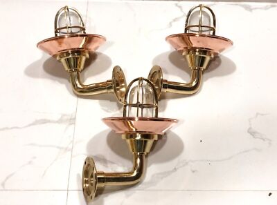 Nautical Bulkhead Neue Messing Passageway Ship Bulkhead Wandleuchte & Schirm 3p