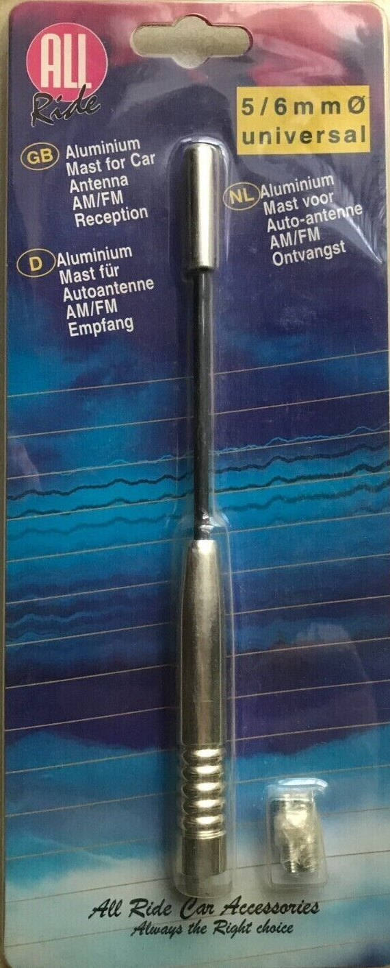 SILVER ALL RIDE 5/6MM UNIVERSAL ALUMINIUM MAST FOR CAR ANTENNA AM/FM NEW RELIABL