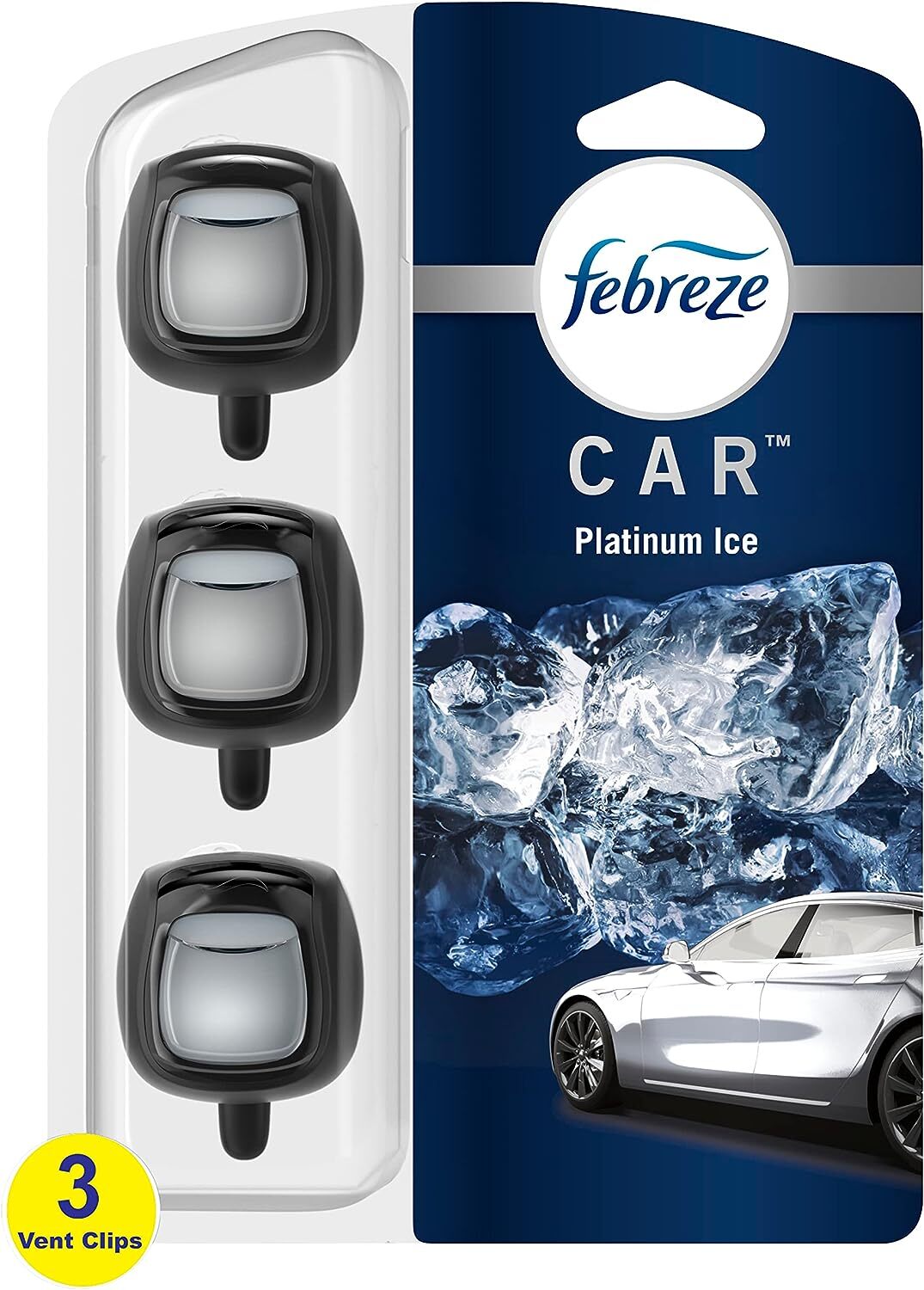 Febreze Car Air Fresheners, Platinum Ice Scent, Odor Fighter for Strong