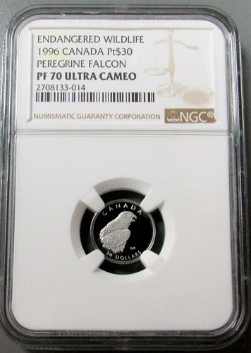 1996 PLATINUM CANADA $30 PEREGRINE FALCON NGC PROOF 70 ULTRA CAMEO 1,585 MINTED