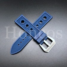 24MM RUBBER BAND STRAP FITS FOR BREITLING NAVITIMER SUPER OCEAN AVENGER BLUE