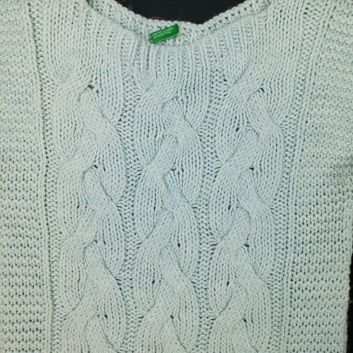 United Colors Benetton Sweater Jumper Cable Knit Chunky Sleeveless Pullover UK 8 - Picture 3 of 7