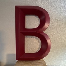 Red Metal Decorative Wall Mounted Letter B Plaque Medium Matte 16.5in