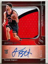 Jamison Battle 2024-25 Panini Silhouette 66/99 RPA Auto Patch RC Toronto Raptors