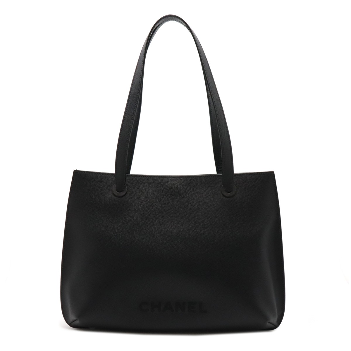 CHANEL Caviar Leather Large Logo Tote Bag with Shoulder Strap