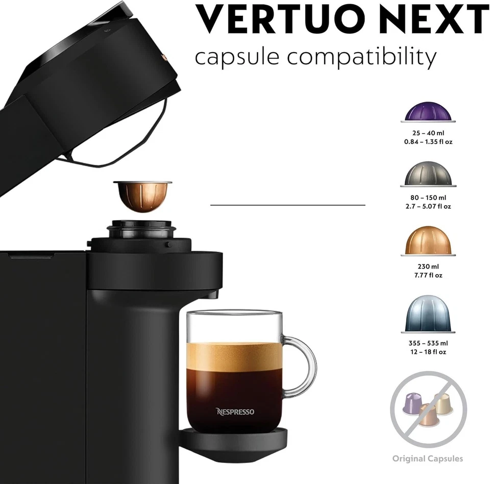 Nespresso Vertuo Next Coffee Machine - Black.  Milk Frother and 50 capsules incl - Image 2 of 4