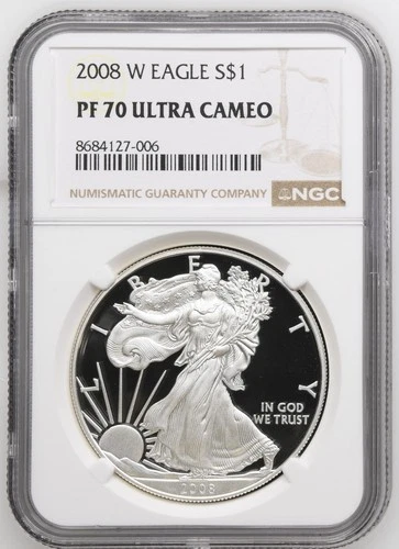 2008 W Proof American Silver Eagle NGC PF70 UCAM Brown Label - A623