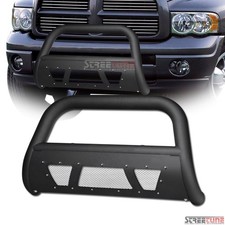 For 03-09 Dodge Ram 2500 Matte Black Studded Mesh Bull Bar Bumper Grille Guard