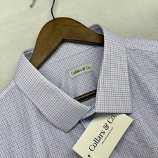 Collars And Co Shirt Mens 3XL Purple Blue Check Stretch Gingham Preppy Tech NEW