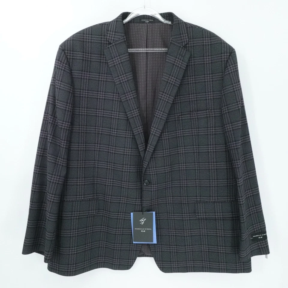 Shaquille ONeal Blazer мужской 54L уголь фиолетовый клетку спортивное пальто эластичной - Изображение 2 из 4