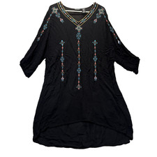 Wrangler Retro Dress Women’s XL Black Aztec Embroidered 3/4 Dolman Sleeves