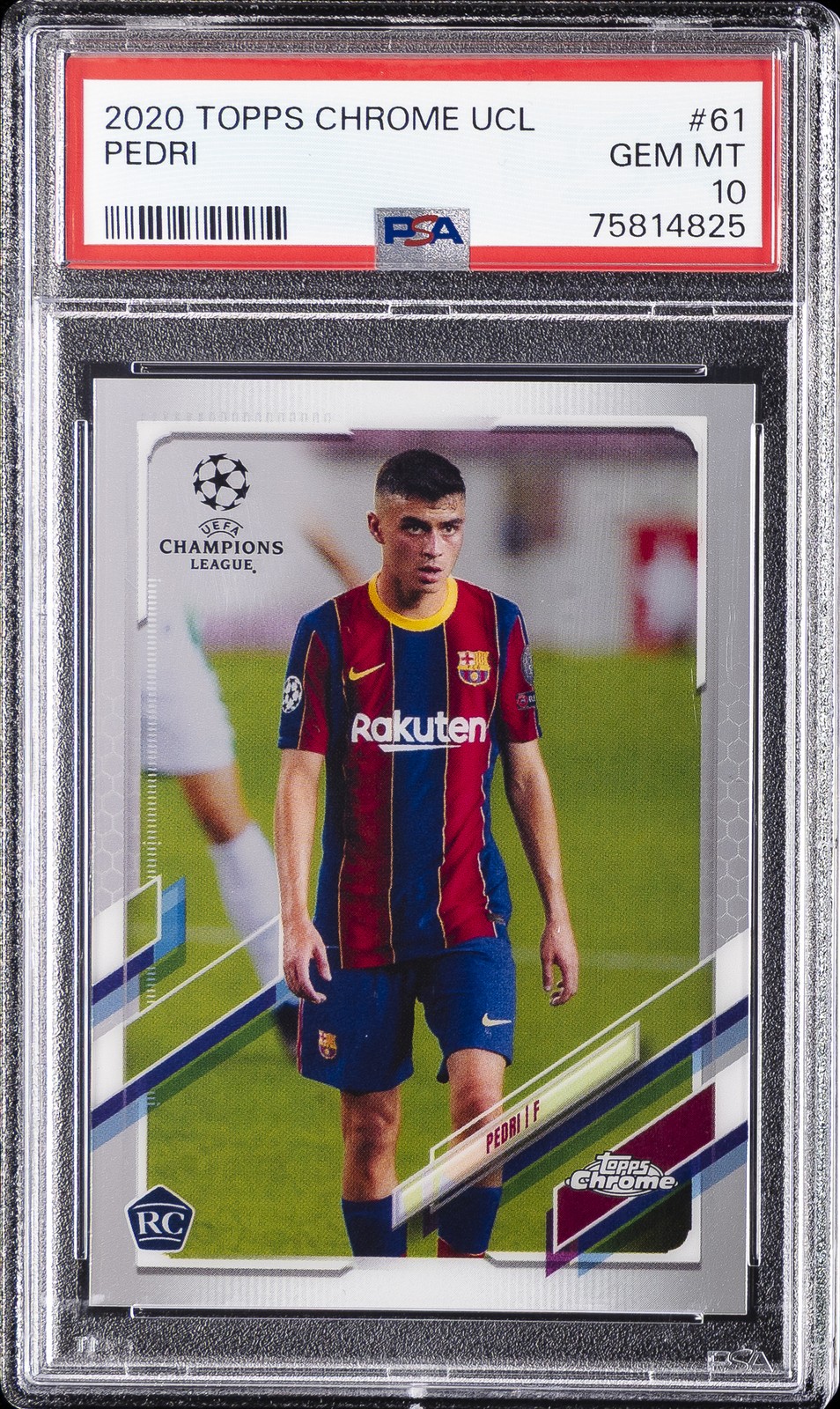 2020 TOPPS CHROME CHAMPIONS LEAGUE #61 PEDRI ROOKIE RC PSA 10