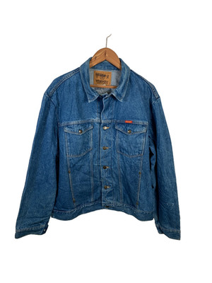 Wrangler Jacke Herren Gr. XL Blau Denim Americana Trucker Boxy Workwear 90s Jeans