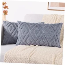  Couch Throw Pillow Covers 12x20 Set of 2, 20" x 12" (Pack of 2) Blue Grey