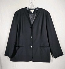 Talbots Collarless Black 3 Button Blazer Women's Size 18 Professional