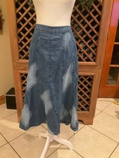 Vintage Studio West Denim Boho patchwork skirt large