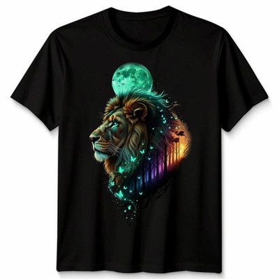 Löwenkopf Mystische Tiere Fantasy Herren T-Shirt Damen Grafik Lebendige Natur