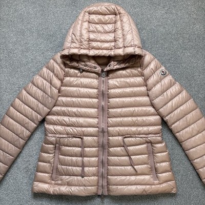 Damen Moncler Raie hellrosa gefütterte Jacke Größe 2 UK10 100 % authentisch