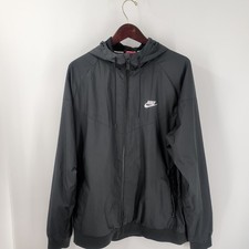 Vtg Nike Windrunner Sportswear Hooded Full Zip Windbreaker Jacket Black Size XL