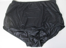 Vanity Fair Perfectly Yours Black Lace Panel Brief Silky High Waist Panty Sz 10