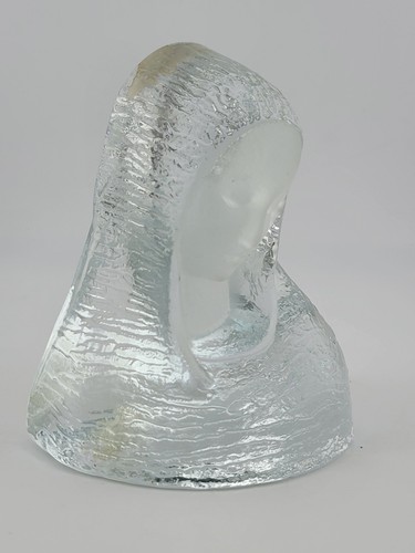 Vintage Wikinger klar matt strukturiert Kunst Glas Jungfrau Maria Madonna Figur - Bild 4 von 13