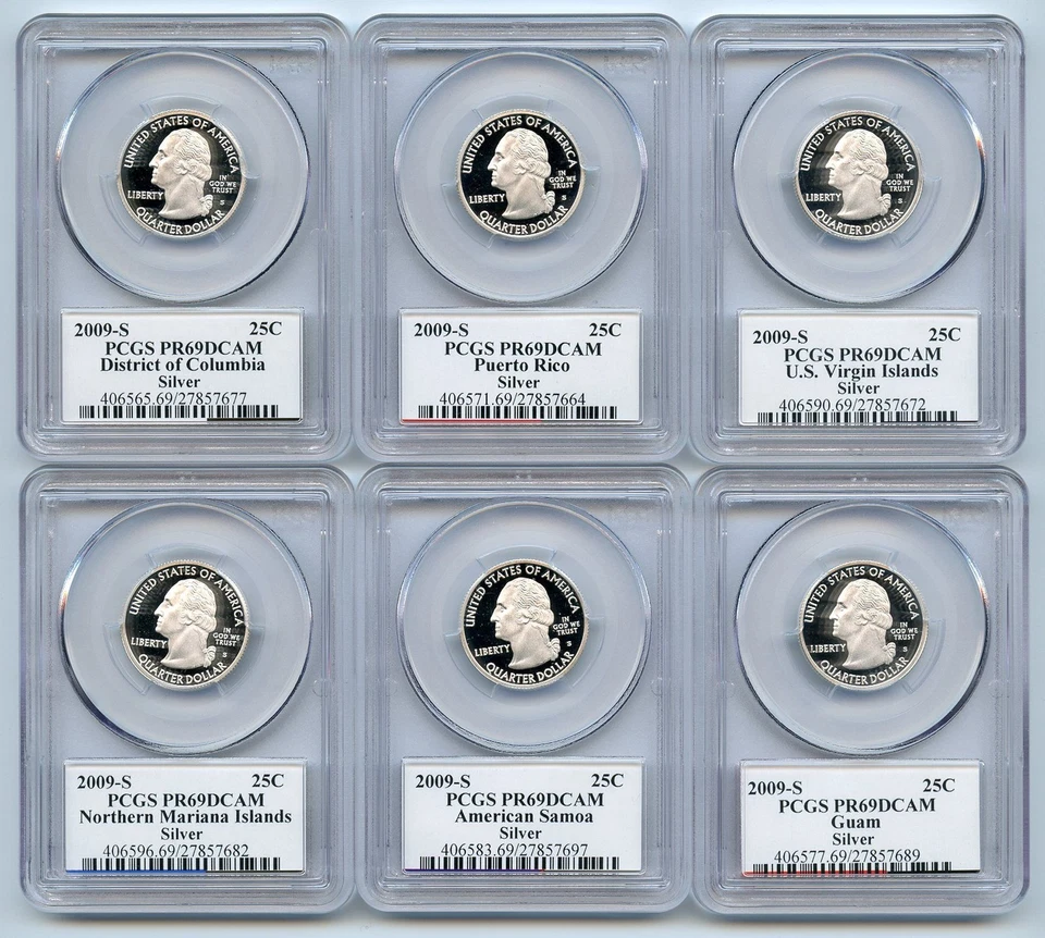 2009 S Silver Territory Quarter Set PCGS PR69DCAM - Image 2 of 2