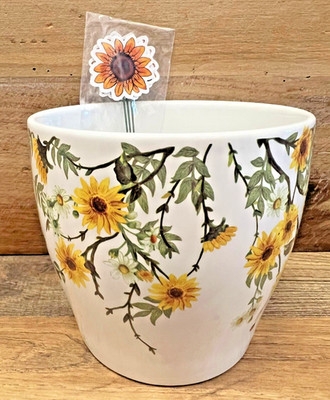 Sunflower Ceramic Garden Planter/Pot 5.5'' x 5'' (Garden Pics included)