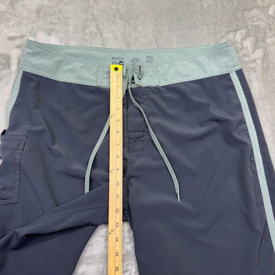 Pantalones Cortos de Board RVCA Para Hombres Talla 34 Gris Azul Bañador Surf Ropa de Playa ANP RM Tanore Foto 2 de 4