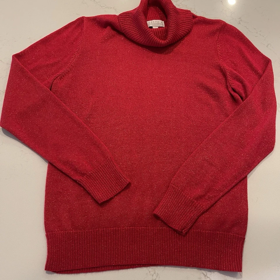 Suéter Joseph A Mujer L Cuello Alto Rojo Metálico Vacaciones Manga Larga Noche Foto 3 de 4