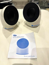 My Space Branded LaCie 2.0 Channel Wired USB Computer Speakers Set, White/Black