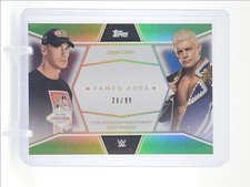 JOHN CENA CODY RHODES 2025 TOPPS WWE FAMED FOES GREEN FOIL /99 Q4920
