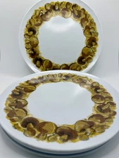 Set Of 4 Melamine Mushroom Plates 9.5" Diameter Vintage Kitchen Mushrooms