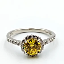 Epiphany Sterling Silver 925 Yellow & Clear/White CZ Ring Sz 9