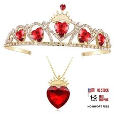 Descendants 4 Queen of Hearts Tiara Jewelry Set - Crown with Black Hearts - Red
